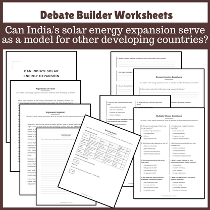 Can India's solar energy expansion serve as a model for other developing countries? | Favour and Against Worksheet Printable Activity