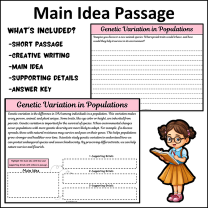 Genetic Variation in Populations | Main Idea and Supporting Details Reading Passage and Questions