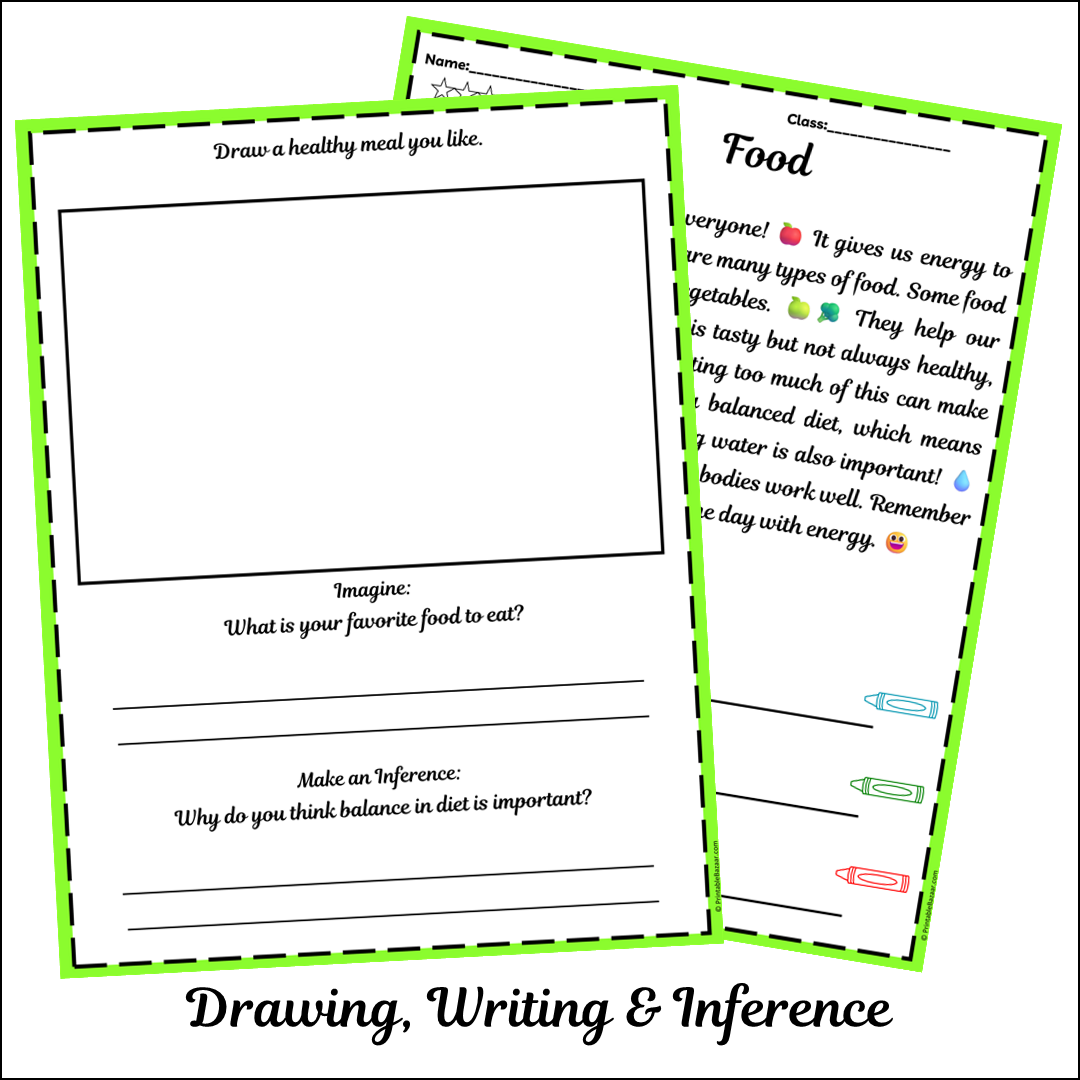 Food | Short Reading Comprehension Creative Worksheet