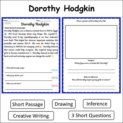 Dorothy Hodgkin | Short Reading Comprehension Creative Worksheet