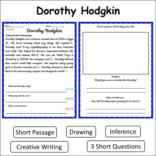 Dorothy Hodgkin | Short Reading Comprehension Creative Worksheet