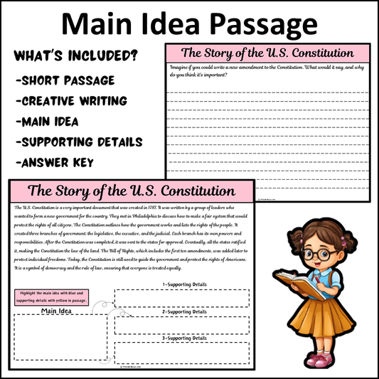 The Story of the U.S. Constitution | Main Idea and Supporting Details Reading Passage and Questions