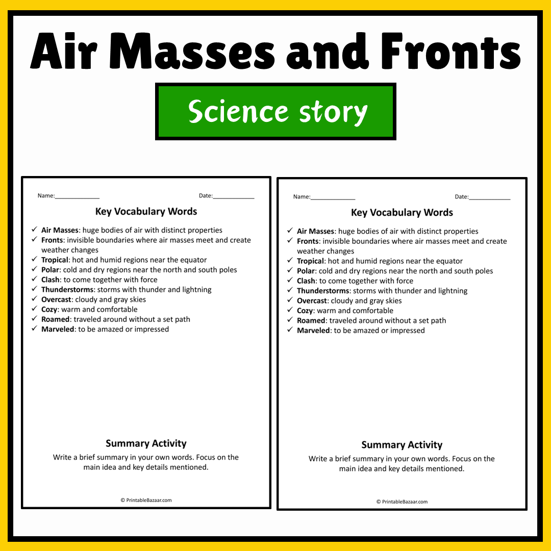 Air Masses and Fronts | Science Story Reading Comprehension Activity
