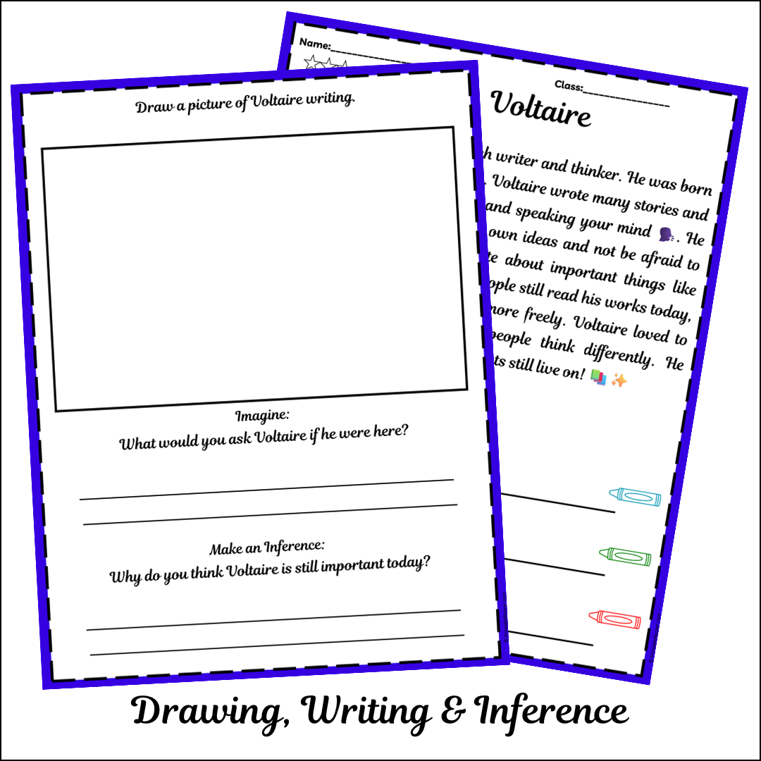 Voltaire | Short Reading Comprehension Creative Worksheet