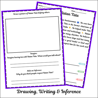 Ratan Tata | Short Reading Comprehension Creative Worksheet