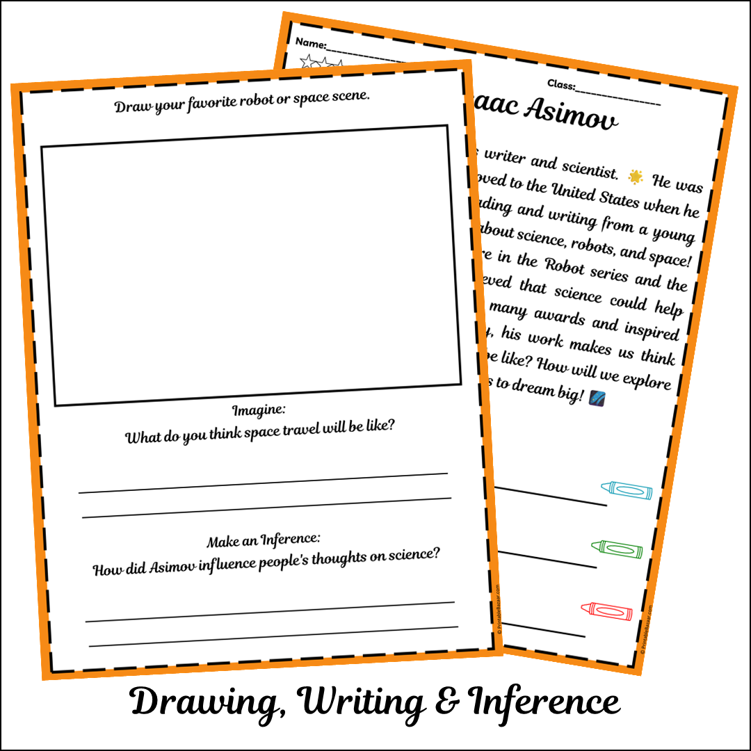 Isaac Asimov | Short Reading Comprehension Creative Worksheet