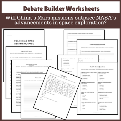 Will China’s Mars missions outpace NASA’s advancements in space exploration? | Favour and Against Worksheet Printable Activity