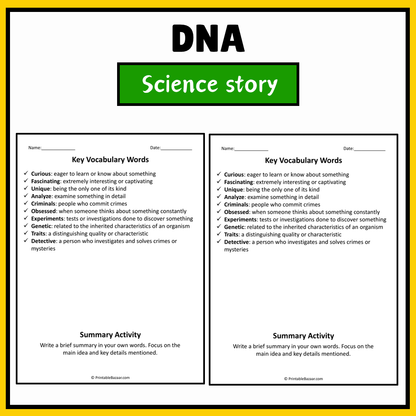 DNA | Science Story Reading Comprehension Activity