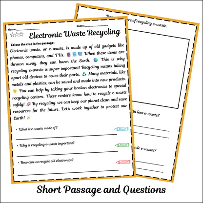 Electronic Waste Recycling | Short Reading Comprehension Creative Worksheet