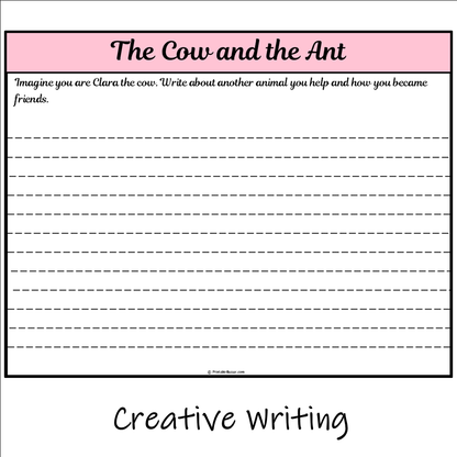 The Cow and the Ant | Main Idea and Supporting Details Reading Passage and Questions