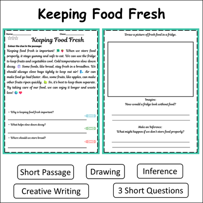 Keeping Food Fresh | Short Reading Comprehension Creative Worksheet