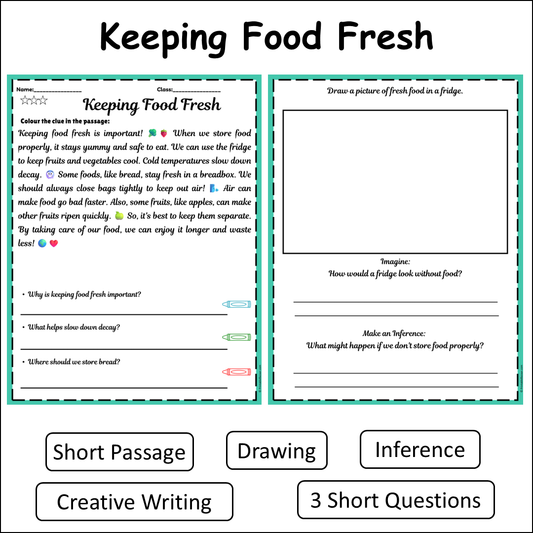 Keeping Food Fresh | Short Reading Comprehension Creative Worksheet