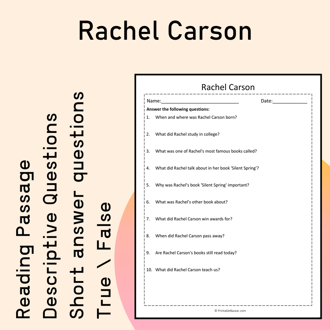 Rachel Carson | Reading Comprehension Passage Printable Activity