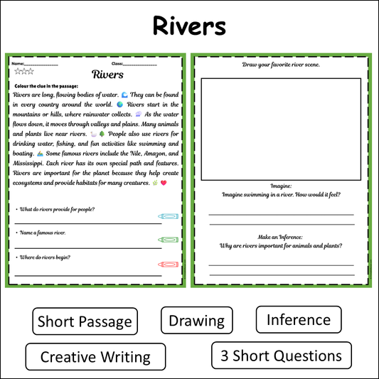 Rivers | Short Reading Comprehension Creative Worksheet
