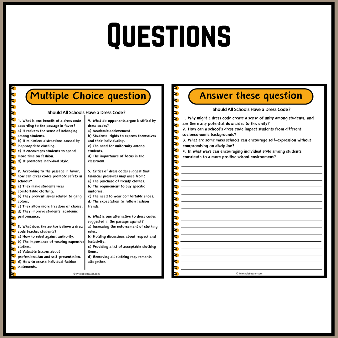 Should All Schools Have a Dress Code? | Debate Case Study Worksheet