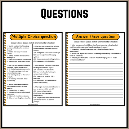 Should Science Classes Include Environmental Education? | Debate Case Study Worksheet