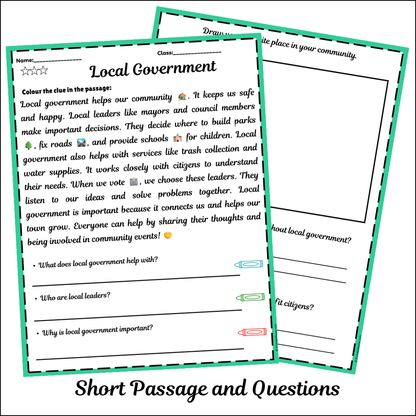 Local Government | Short Reading Comprehension Creative Worksheet