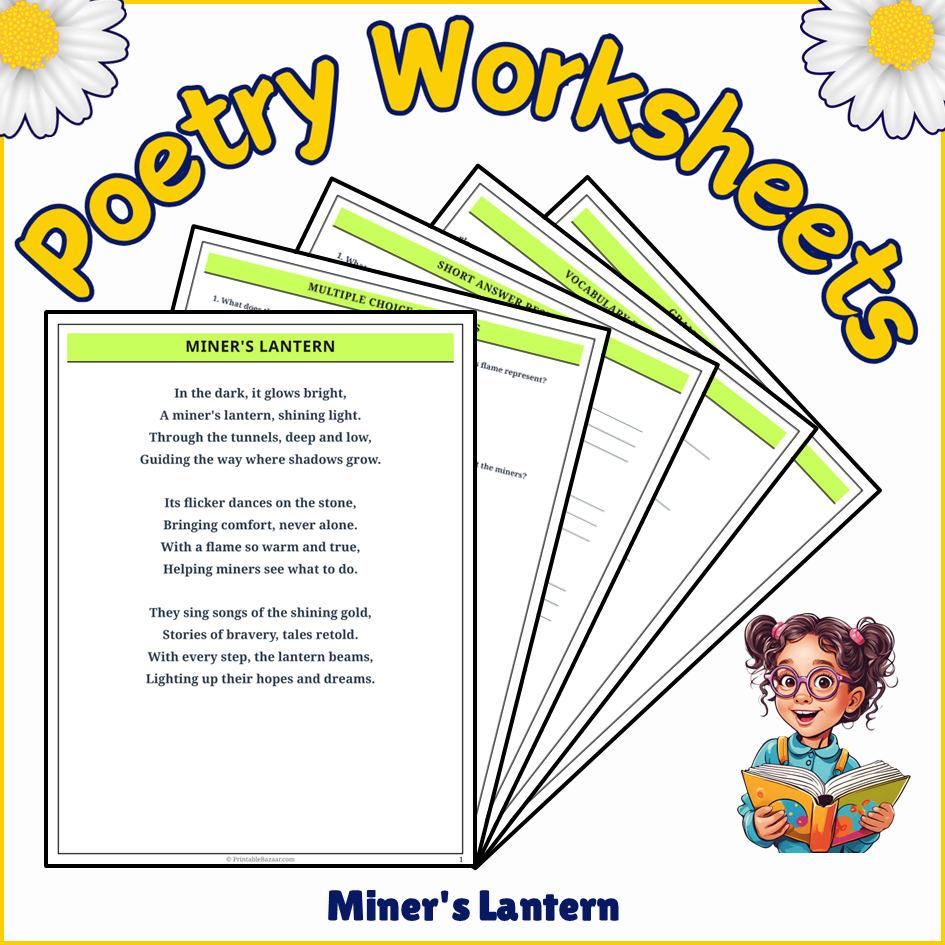 Miner's Lantern | Poem Grammar Worksheet Printable Activity