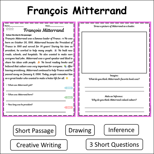 François Mitterrand | Short Reading Comprehension Creative Worksheet