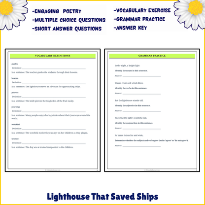 Lighthouse That Saved Ships | Poem Grammar Worksheet Printable Activity