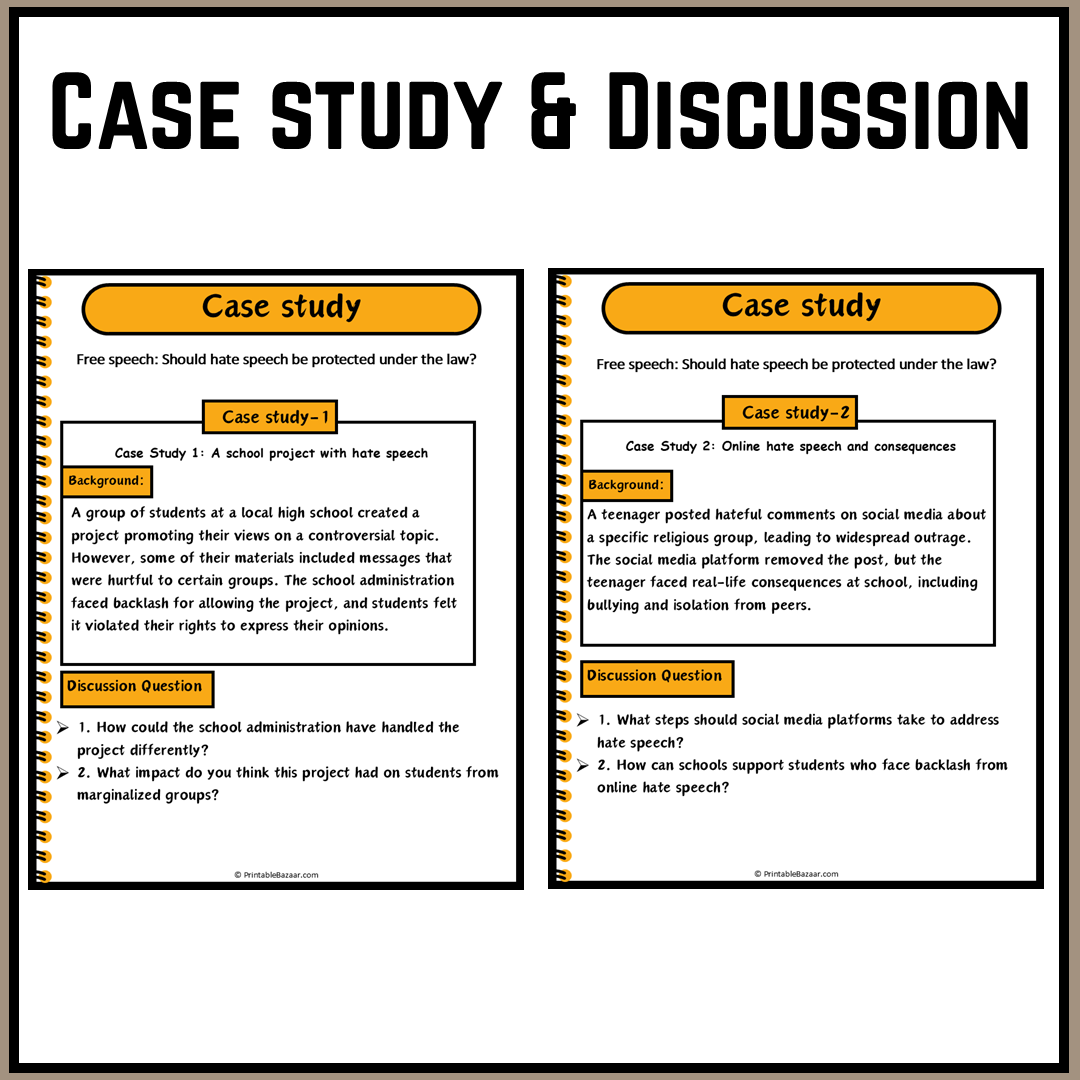 Free speech: Should hate speech be protected under the law? | Debate Case Study Worksheet