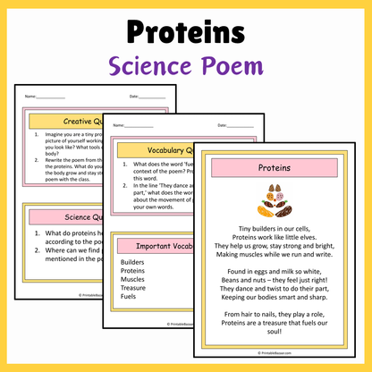 Proteins | Science Poem Reading Comprehension Activity