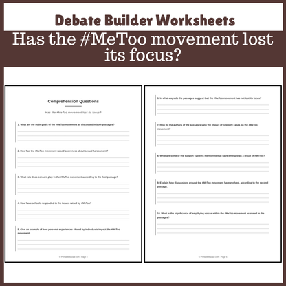 Has the #MeToo movement lost its focus? | Favour and Against Worksheet Printable Activity