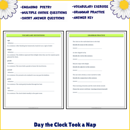 Day the Clock Took a Nap | Poem Grammar Worksheet Printable Activity