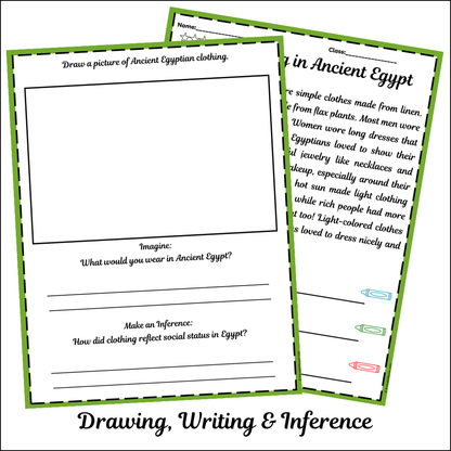 Clothing in Ancient Egypt | Short Reading Comprehension Creative Worksheet