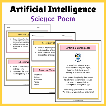 Artificial Intelligence | Science Poem Reading Comprehension Activity