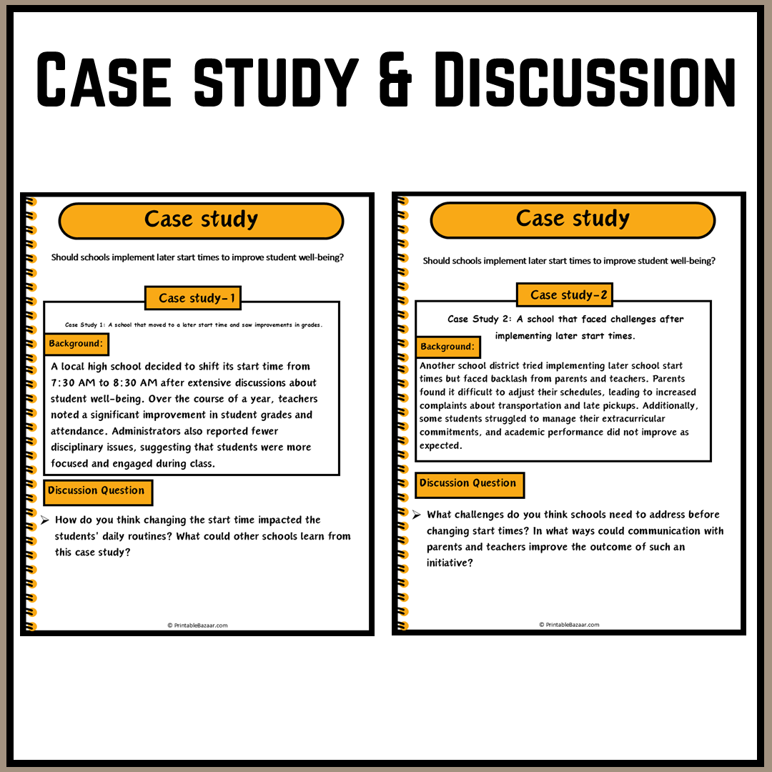 Should schools implement later start times to improve student well-being? | Debate Case Study Worksheet