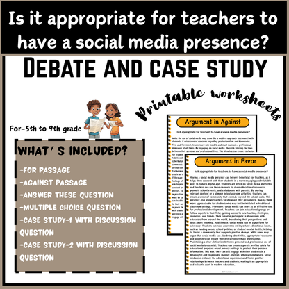 Is it appropriate for teachers to have a social media presence? | Debate Case Study Worksheet