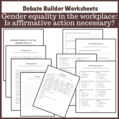 Gender equality in the workplace: Is affirmative action necessary? | Favour and Against Worksheet Printable Activity