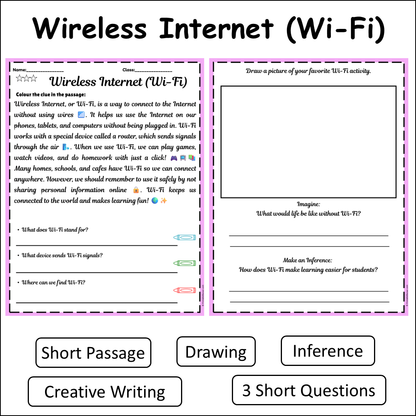 Wireless Internet (Wi-Fi) | Short Reading Comprehension Creative Worksheet