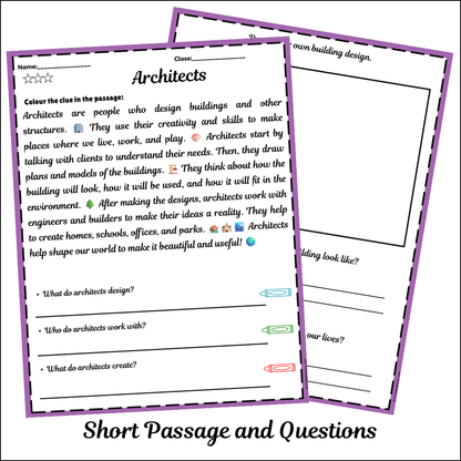 Architects | Short Reading Comprehension Creative Worksheet