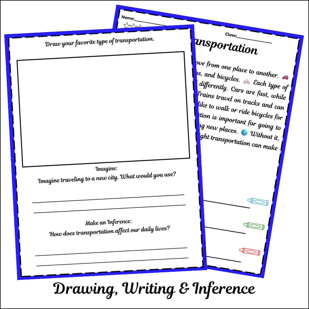 Transportation | Short Reading Comprehension Creative Worksheet