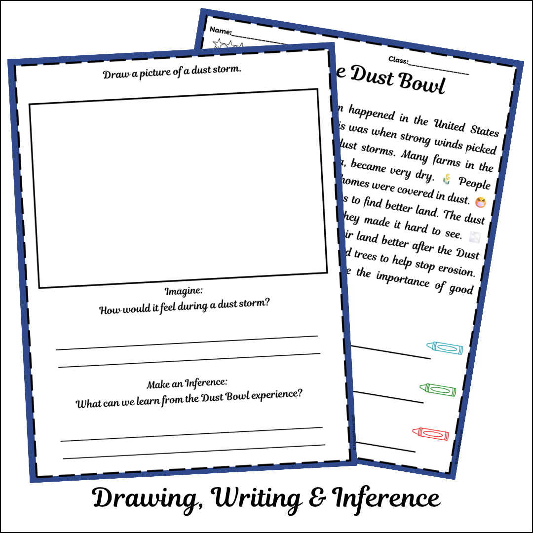 The Dust Bowl | Short Reading Comprehension Creative Worksheet