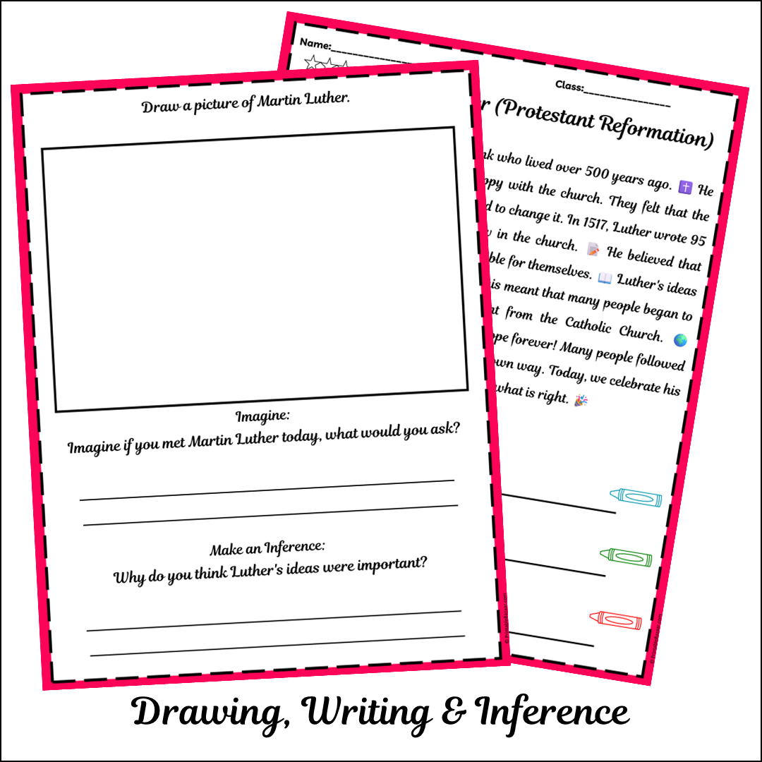 Martin Luther (Protestant Reformation) | Short Reading Comprehension Creative Worksheet