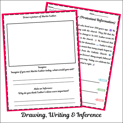 Martin Luther (Protestant Reformation) | Short Reading Comprehension Creative Worksheet