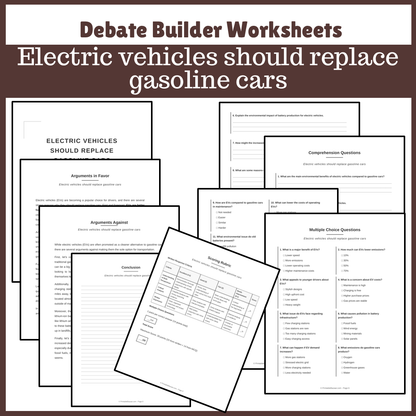 Electric vehicles should replace gasoline cars | Favour and Against Worksheet Printable Activity