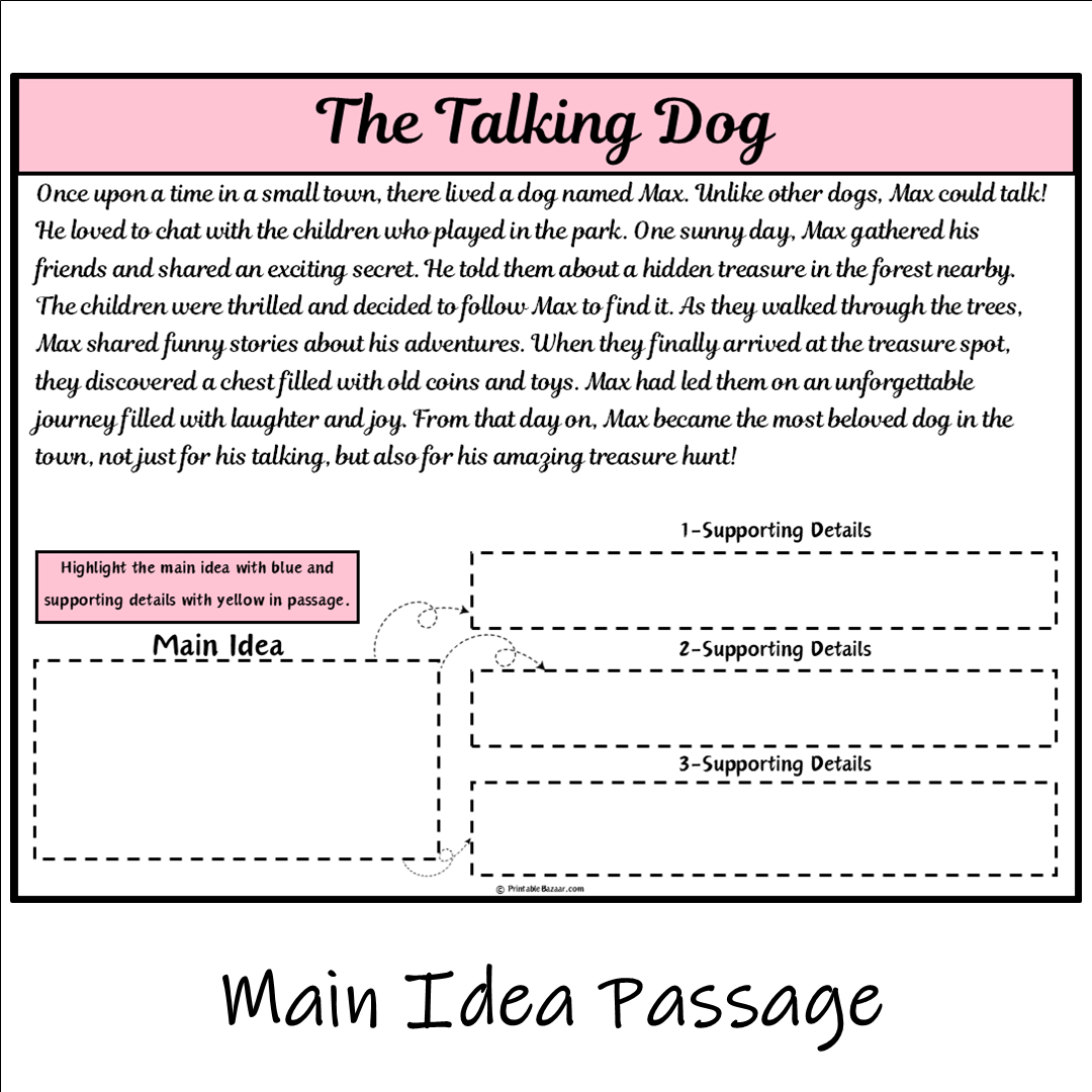 The Talking Dog | Main Idea and Supporting Details Reading Passage and Questions