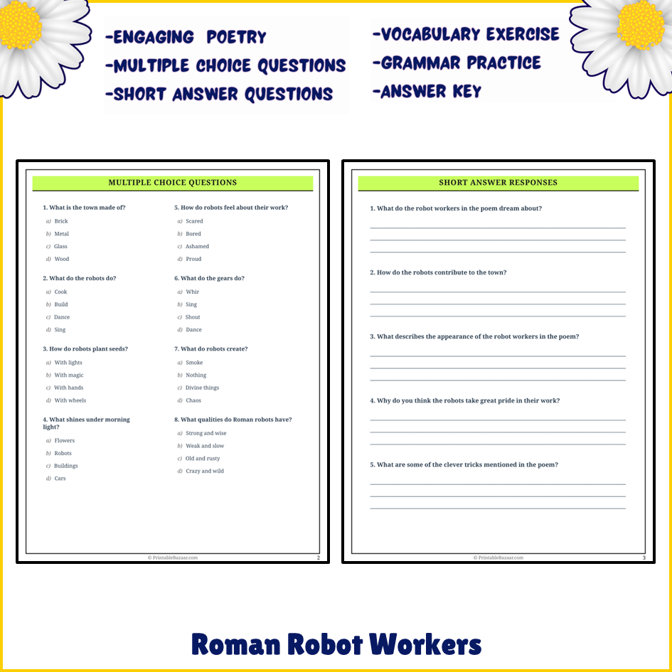 Roman Robot Workers | Poem Grammar Worksheet Printable Activity