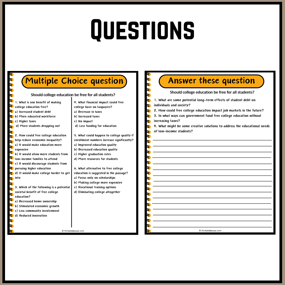 Should college education be free for all students? | Debate Case Study Worksheet