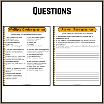 Should college education be free for all students? | Debate Case Study Worksheet