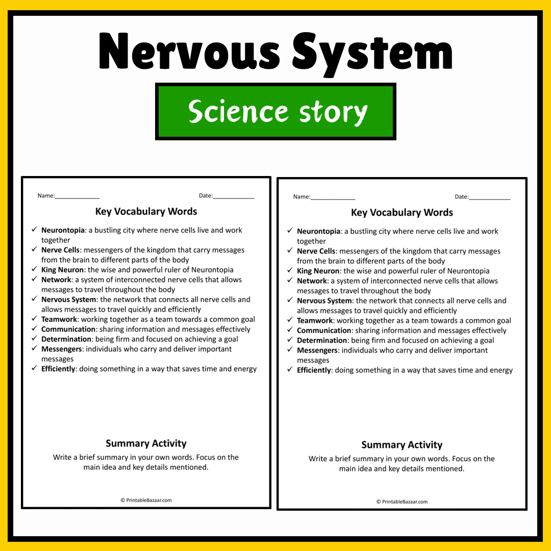 Nervous System | Science Story Reading Comprehension Activity