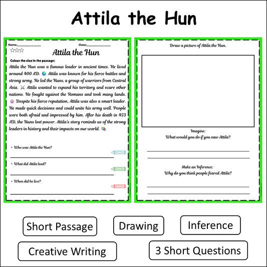 Attila the Hun | Short Reading Comprehension Creative Worksheet