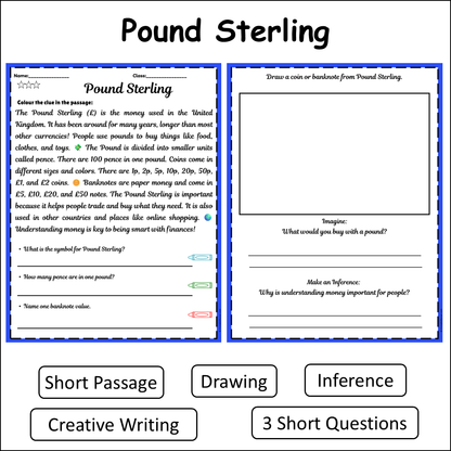 Pound Sterling | Short Reading Comprehension Creative Worksheet