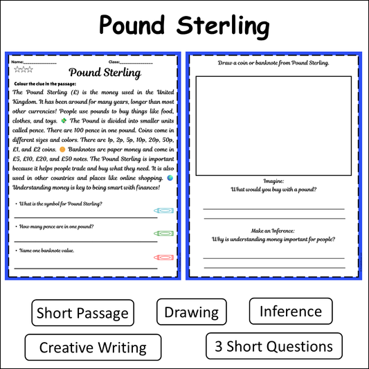Pound Sterling | Short Reading Comprehension Creative Worksheet