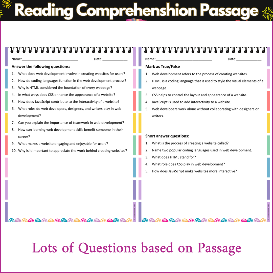 Web Development | Reading Comprehension Passage and Questions