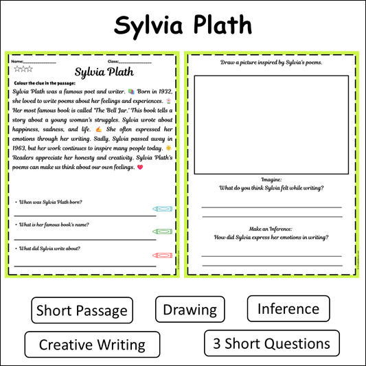 Sylvia Plath | Short Reading Comprehension Creative Worksheet
